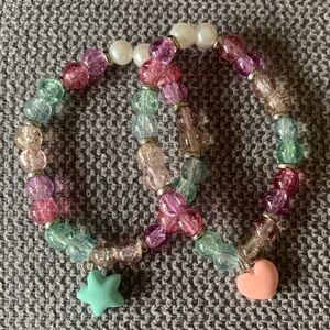 {Handmade} Colorful Beaded Bracelet Set with Charms